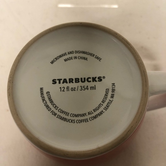 Starbucks Red w/ Green Mermaid Logo White Handle Coffee Tea 12 oz Mug Cup - Picture 6 of 6